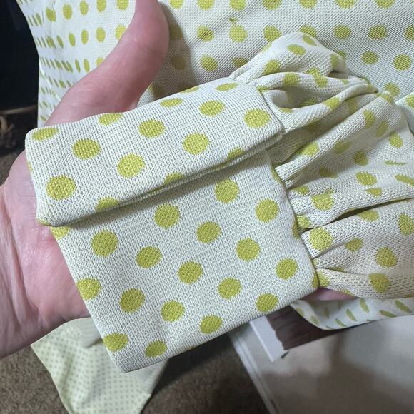 Vintage Maxi Dress 70s Yellow Polka Dot Homemade Prom Dagger Collar Mod Sz S - Picture 5 of 11